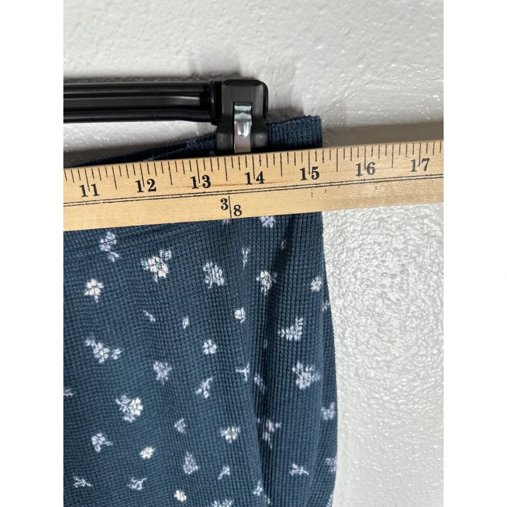 Aeropostale Pajama Set Womens Small Navy Floral Waffle Knit Henley Joggers‎
